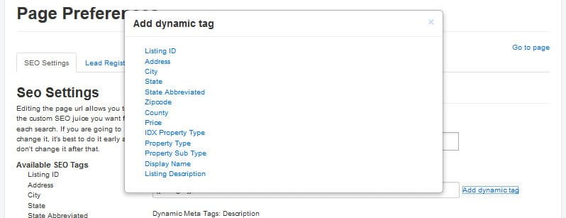 IDX Broker add dynamic tag to details title tag